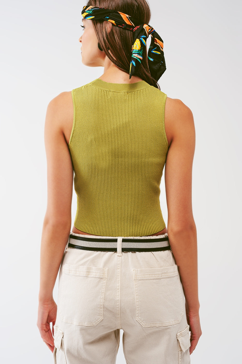 Knitted Tank Top in Army Green