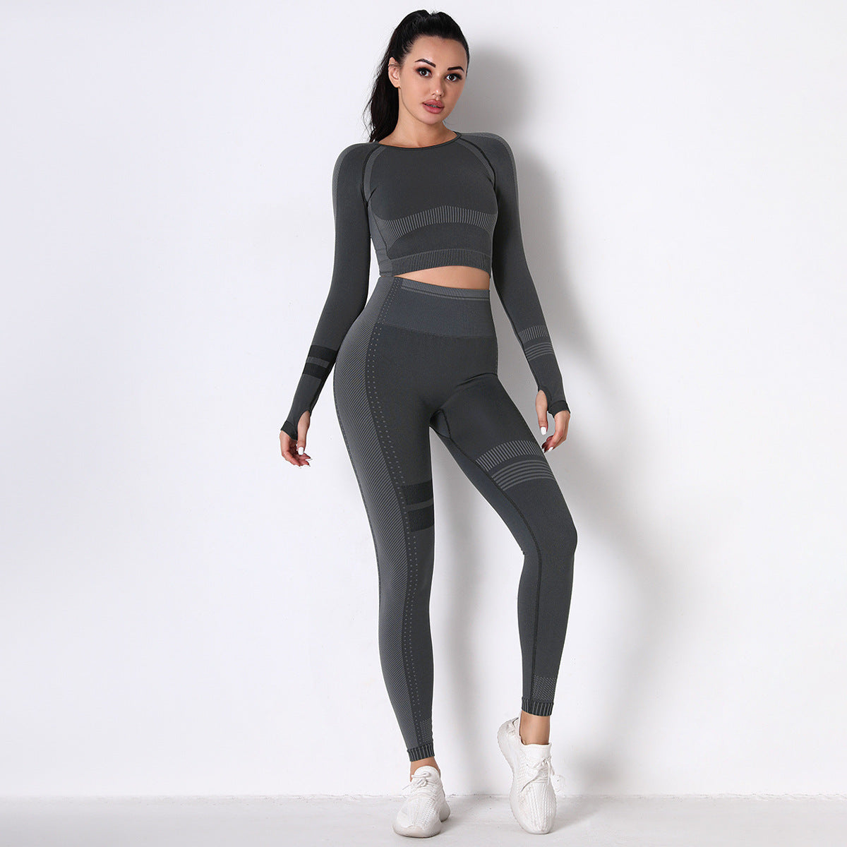 2022 New Dropshipping Fitness Running Workout Ribbed Leggings Set Seamless Summer Gym Sports Jogging Sexy 2 Piece Set Women