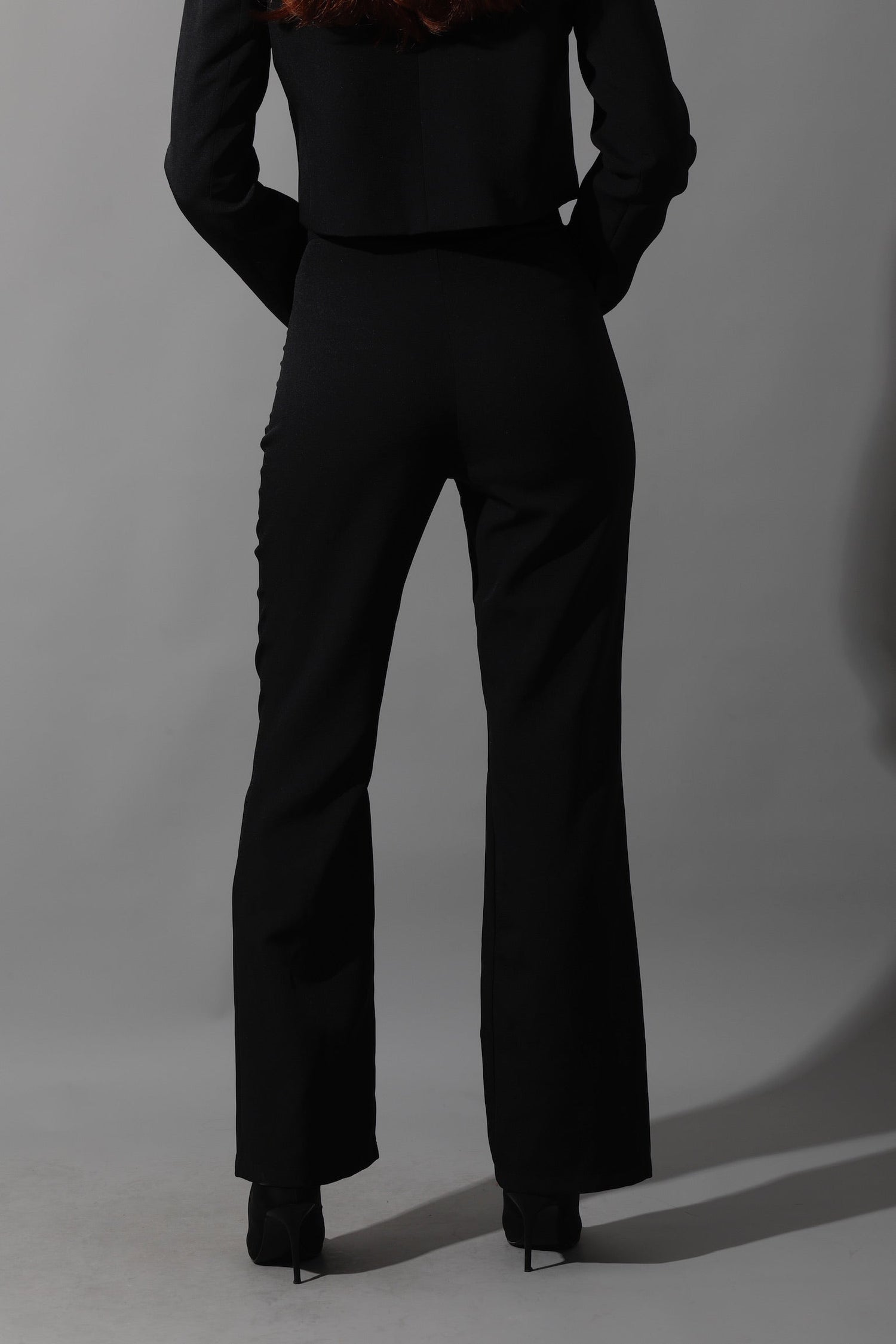 Cropped Double Breasted Suit - Black