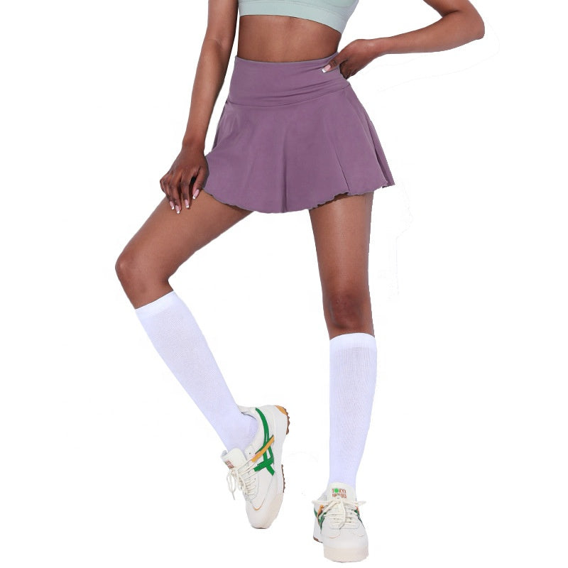 Tik Tok Hot Sexy High Waist 2 in 1 Tennis Dress Girls Solid Color Sport Skirt
