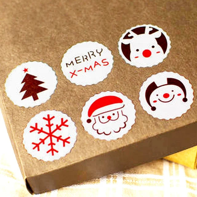 Christmas Stickers Tags Decorative Present for Cards Gift Envelopes Boxes 1.5Inch Ornament Round Merry Christmas Label Roll