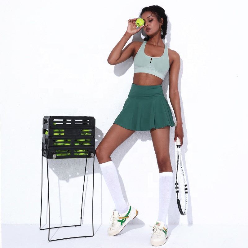 Tik Tok Hot Sexy High Waist 2 in 1 Tennis Dress Girls Solid Color Sport Skirt