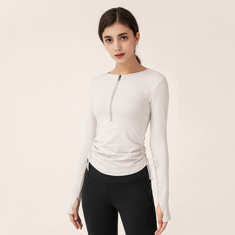 Europe and the United States Autumn and Winter Tight Yoga Clothes Zipper Sportswear Women's Shirt Long Sleeve Yoga Tops