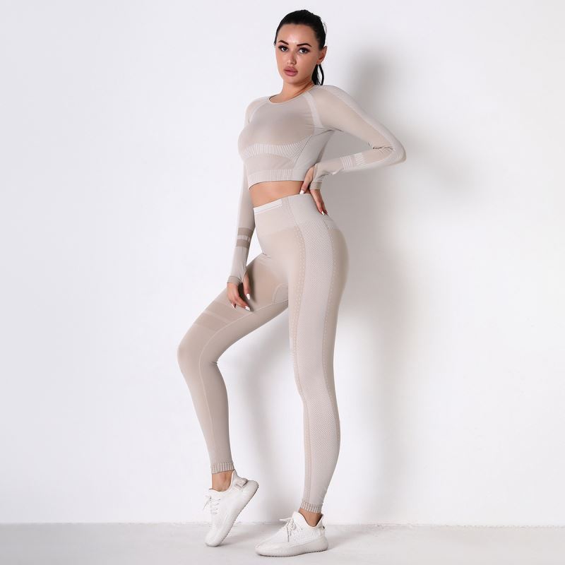 2022 New Dropshipping Fitness Running Workout Ribbed Leggings Set Seamless Summer Gym Sports Jogging Sexy 2 Piece Set Women
