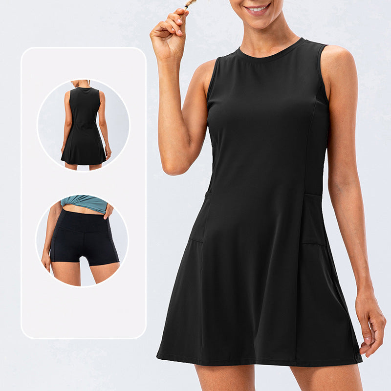 Wholesale Women Tennis Ball Dress Badminton Wear Two Piece With Short Pocket Leisure Skirt Tennis Woman
