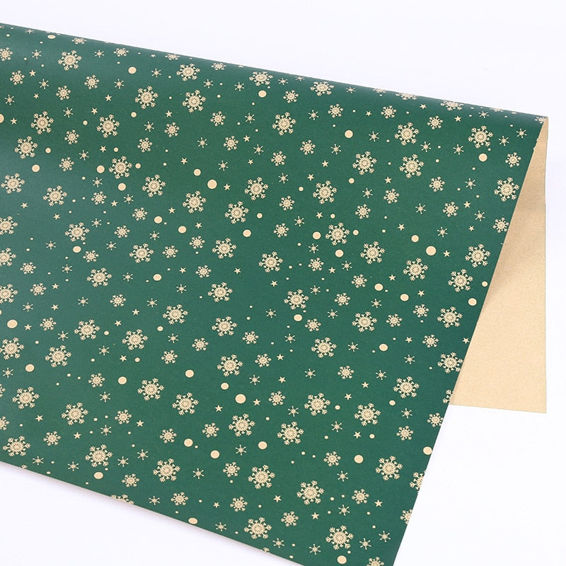2Pcs/Set 50*70cm Christmas Gift Wrapping Paper Thickened Christmas Kraft Paper Flower Wrapping Paper Gift Box Wrapping Paper