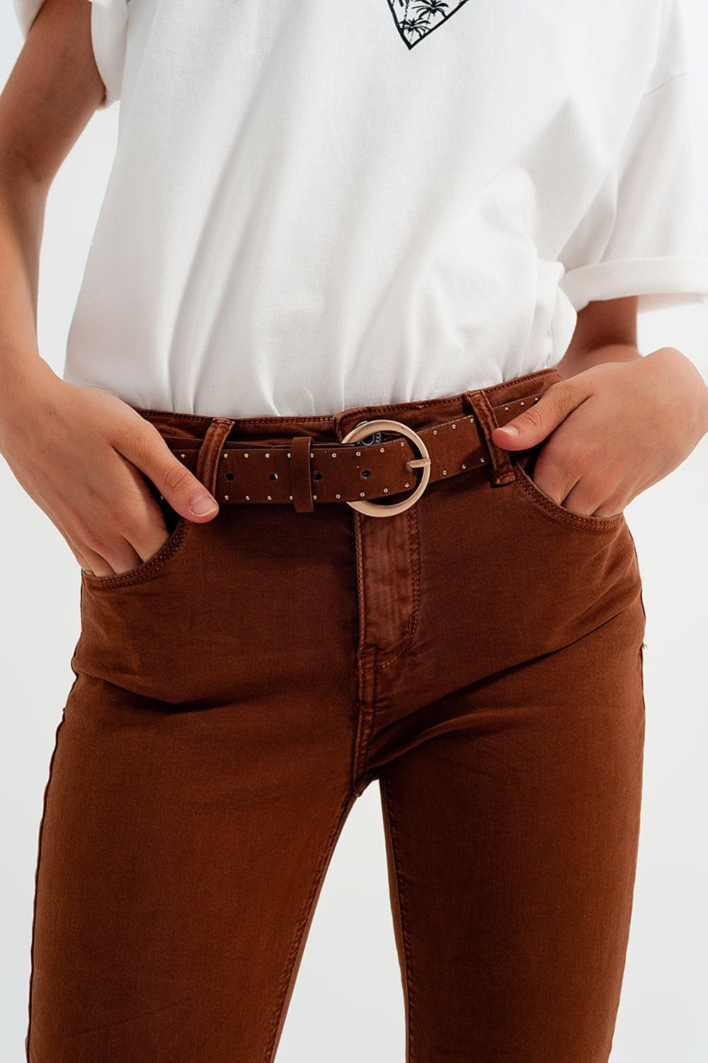 High Waisted Super Skinny Pants in CamelK&F