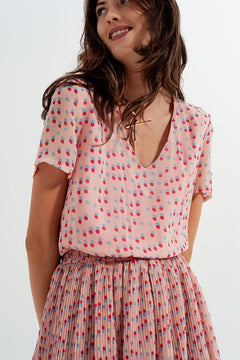 Shirred Mini Dress With Peplum in PinkK&F